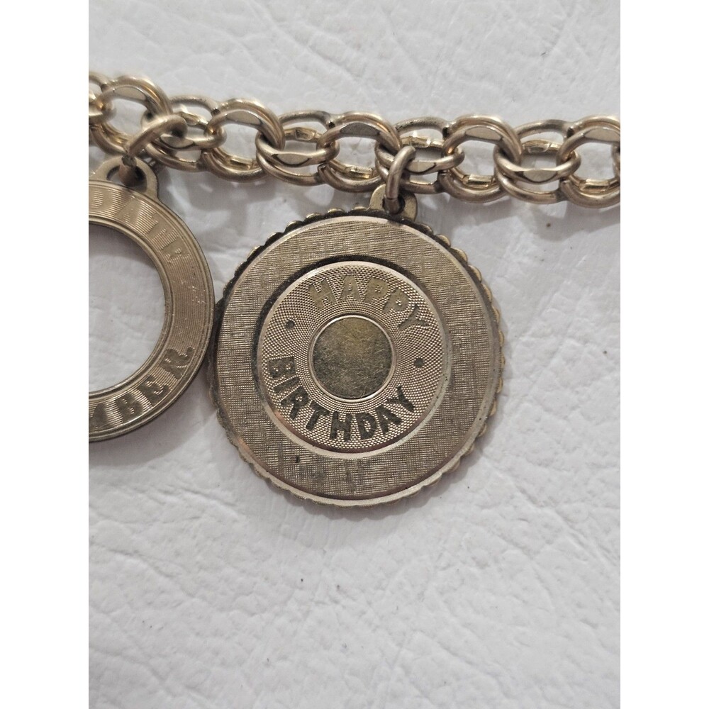 RYTHEM 12K Gold Filled Charm Bracelet Birthday Dangle Charms 7in Slide Closure - Picture 3 of 16
